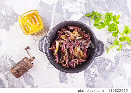edible mushroom in bowl on a table 119822215