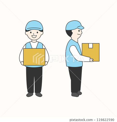 Delivery man carrying a box. 119822590