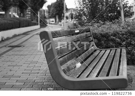 Landscape with park benches Landscape with park benches 119822736