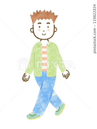 20多歲到30多歲的男人走路的全身手繪插畫 119822834