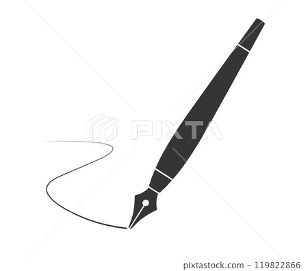 Old fountain pen nibs icon symbol pictogram. Retro vintage fountain nib pen tip logo sign. Calligraphy Ink Pen. Vector illustration image. Isolated on white background. Old fountain pen nibs icon symbol pictogram. Retro vintage fountain nib pen tip logo sign. Calligraphy Ink Pen. Vector illustration image. Isolated on white background. 119822866