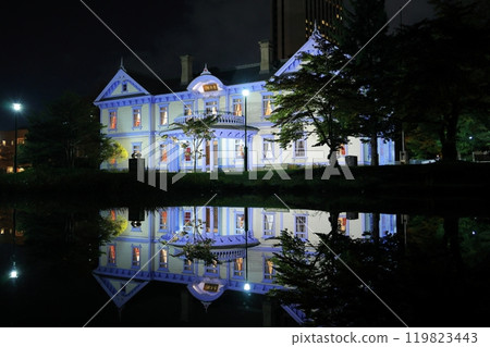 Western-style building reflected on the water surface Western-style building reflected on the water surface 119823443