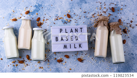 Plant based vegan non dairy alternative milk Plant based vegan non dairy alternative milk 119823534
