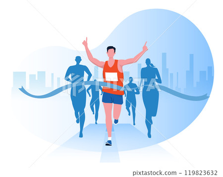 man running with clothes on marathon race, athletics event, sports group jogging, city background design vector man running with clothes on marathon race, athletics event, sports group jogging, city background design vector 119823632