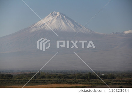Distant View Of Mount Ararat In Eastern Turkey Near The Armenian Border 119823984