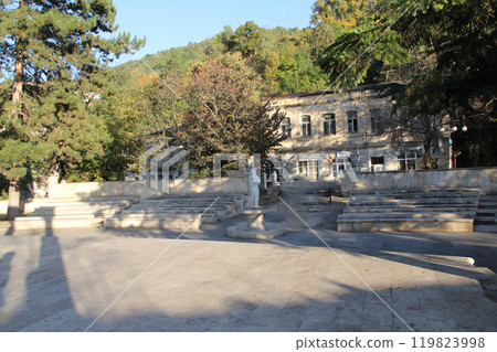 Ancient churches and historical stone carvings in nature 119823998