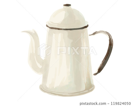水彩畫白色咖啡壺的簡單插圖 119824050