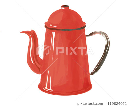 水彩畫的紅色咖啡壺的簡單插圖 119824051