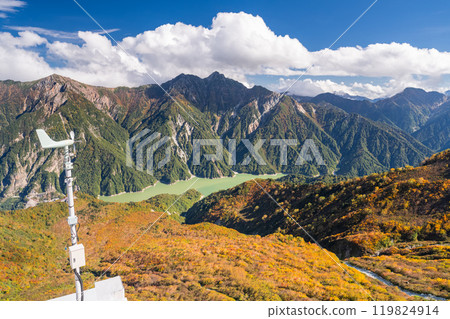 Toyama Prefecture: Autumn foliage at Tateyama Kurobe Alpine Route and Daikanbo Cloud Terrace 119824914