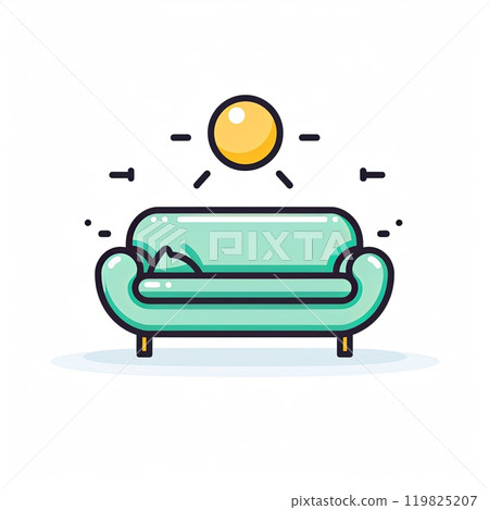 Simple minimalistic sofa icon design. Crisp icon design with couch on white background. 119825207