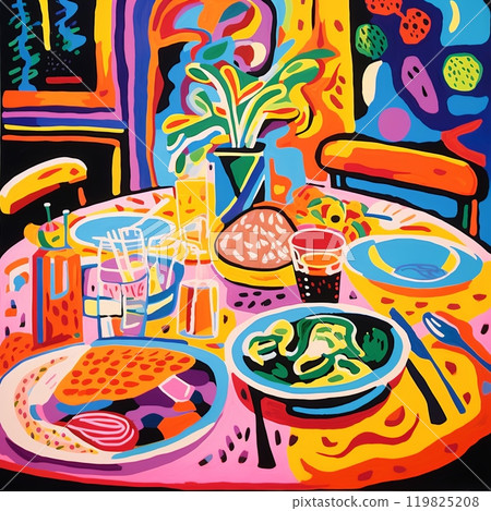 Silkscreen printing, retro groovy trippy psychedelic poster art. 119825208