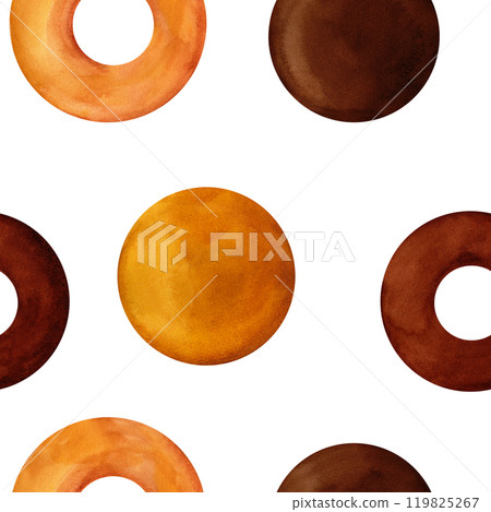 Breads - buns, baguettes, loaves, croissants, pretzels, rye and wheat watercolor seamless pattern. For prints on textile and paper, plates and dishes, for kitchen, restaurant menus, recipes, cookbook. Breads - buns, baguettes, loaves, croissants, pretzels, rye and wheat watercolor seamless pattern. For prints on textile and paper, plates and dishes, for kitchen, restaurant menus, recipes, cookbook. 119825267