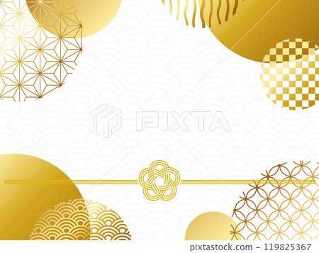 奢華日式花紋梅花結白色和金色 119825367