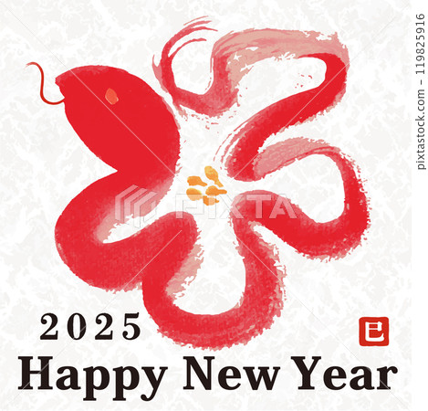 [For email, LINE, smartphone, mobile phone] 2025 Year of the Snake 119825916