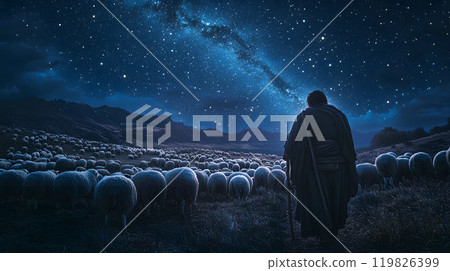 The Shepherd and His Sheep on the Night of the Eve of the Festival 119826399