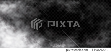 Realistic white smoke clouds on black checkered background vector 119826869