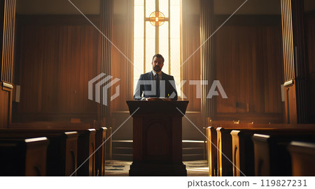 Pastor preaching at church 119827231