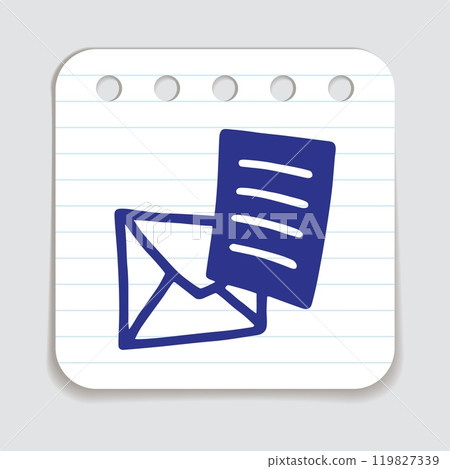 Doodle Open envelope with letter icon or logo, hand drawn with thin black line Doodle Open envelope with letter icon or logo, hand drawn with thin black line 119827339