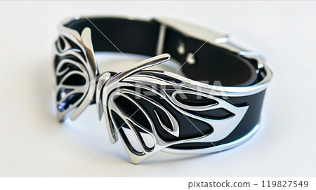 Elegant Butterfly Bracelet Design Featuring a Black Strap and Silver Accents for Stylish Accessories 119827549