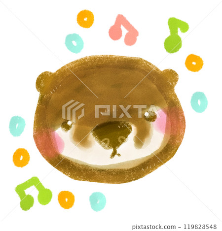 Cute hand-drawn otter character illustration happily dancing to the rhythm 119828548