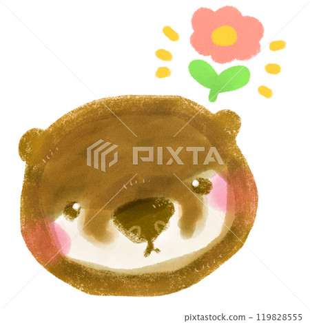 可愛的手繪水獺人物插畫花 119828555