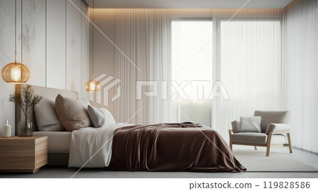 Elegant Bedroom with Soft Lighting and Luxurious Sensual Vibes 119828586