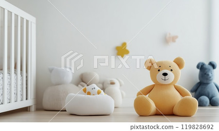 bedroom, bed, teddy bear 119828692