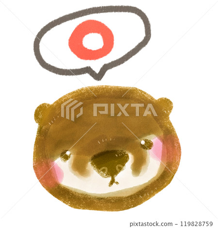 Cute hand drawn otter character illustration holding a correct answer mark above his head 119828759