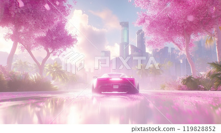 Wallpaper on the theme of driving in a beautiful city 119828852