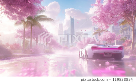 Wallpaper on the theme of driving in a beautiful city Wallpaper on the theme of driving in a beautiful city 119828854