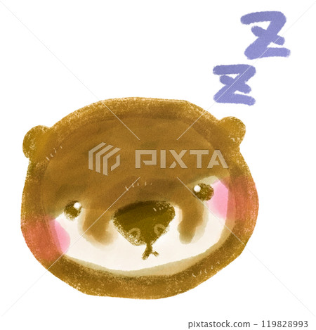 可愛的手繪水獺人物插畫睡覺 119828993