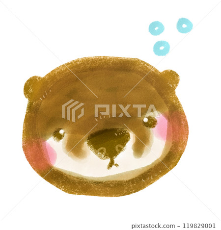 可愛的手繪水獺人物插畫正在午睡 可愛的手繪水獺人物插畫正在午睡 119829001