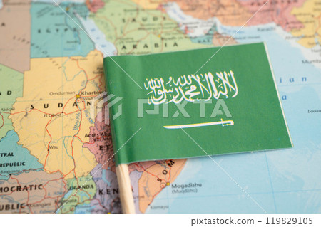 Bangkok, Thailand December 10, 2023 Saudi Arabia and Pakistan map in world map paper. 119829105