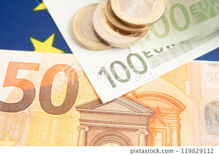 Euro banknote cash money, finance economic banking business exchange market concept. 119829112