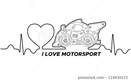 I love motorsports. Lettering. Isolated on white background. Vector illustration. 119830225