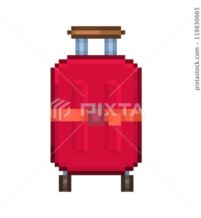 Pixel illustration of a red suitcase 119830665