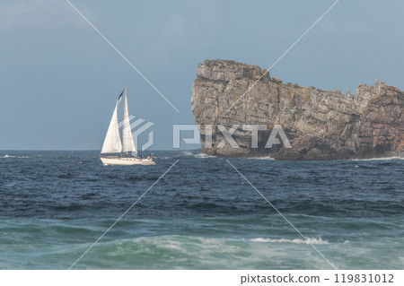 Sailboat sailing offshore on the Atlantic Ocean. 119831012