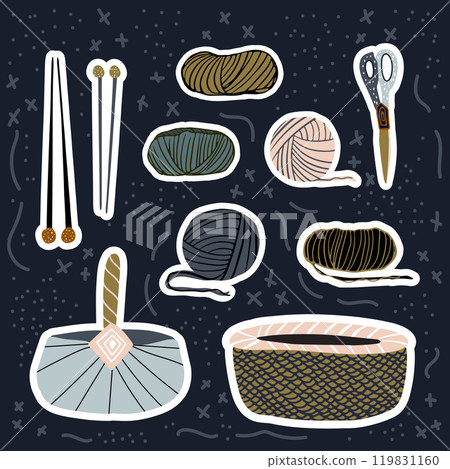 Knit sticker needlework clip art vector artwork 119831160