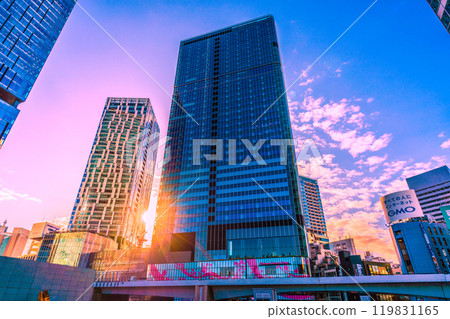 Tokyo cityscape in Japan. View of the west exit of Shibuya Station and buildings bathed in the morning sun. A ray of hope... = October 21st 119831165