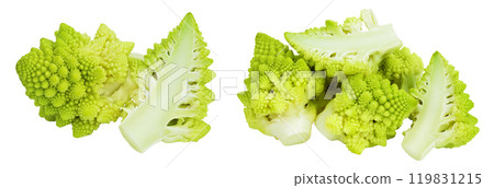 Romanesco broccoli cabbage or Roman Cauliflower isolated on white background with full depth of field 119831215