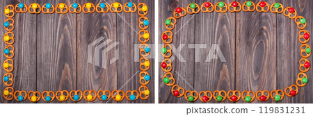 frame of cookies on wooden background frame of cookies on wooden background 119831231