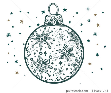 Christmas ball. Hand drawn illustration. Christmas ball. Hand drawn illustration. 119831281