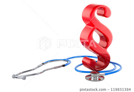 Section, paragraph symbol with stethoscope. 3D rendering Section, paragraph symbol with stethoscope. 3D rendering 119831384