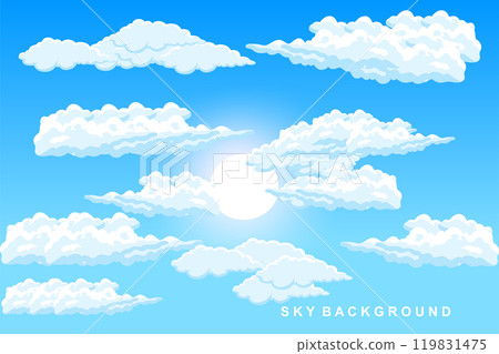 Cloud Background Design, Sky Landscape Illustration, Decoration Vector, Banners And Posters 119831475