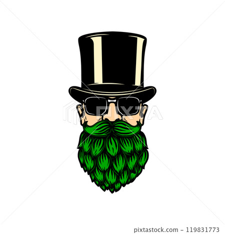 Head with beer hop beard. Vector illustration 119831773