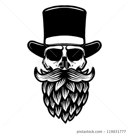 Head with beer hop beard. Vector illustration 119831777