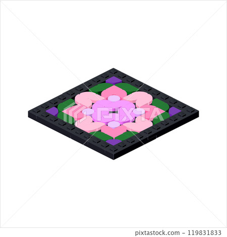 Mosaic tile in isometric view assembled from plastic blocks. Vector Mosaic tile in isometric view assembled from plastic blocks. Vector 119831833