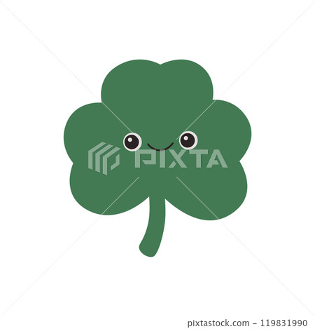 Cute clover leaf character with smiling face 119831990