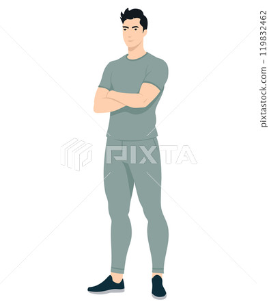 Vector illustration. A man in light gray sweatpants and a light gray t-shirt. image for everyday sports or recreation. 119832462