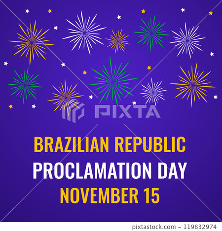 Brazilian Republic Proclamation Day banner. Holiday in Brazil on November 15. Vector template for typography poster, postcard, flyer, etc. Brazilian Republic Proclamation Day banner. Holiday in Brazil on November 15. Vector template for typography poster, postcard, flyer, etc. 119832974